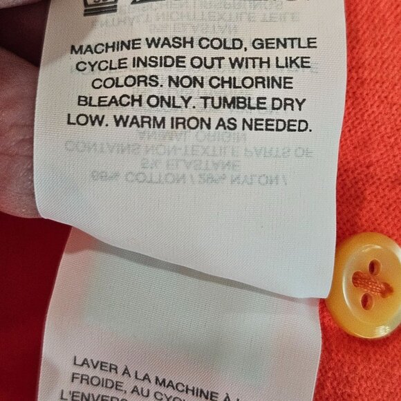 J. Crew Cardigan Sweater Large Orange Cotton Preppy Button Front Classic - Picture 6 of 8